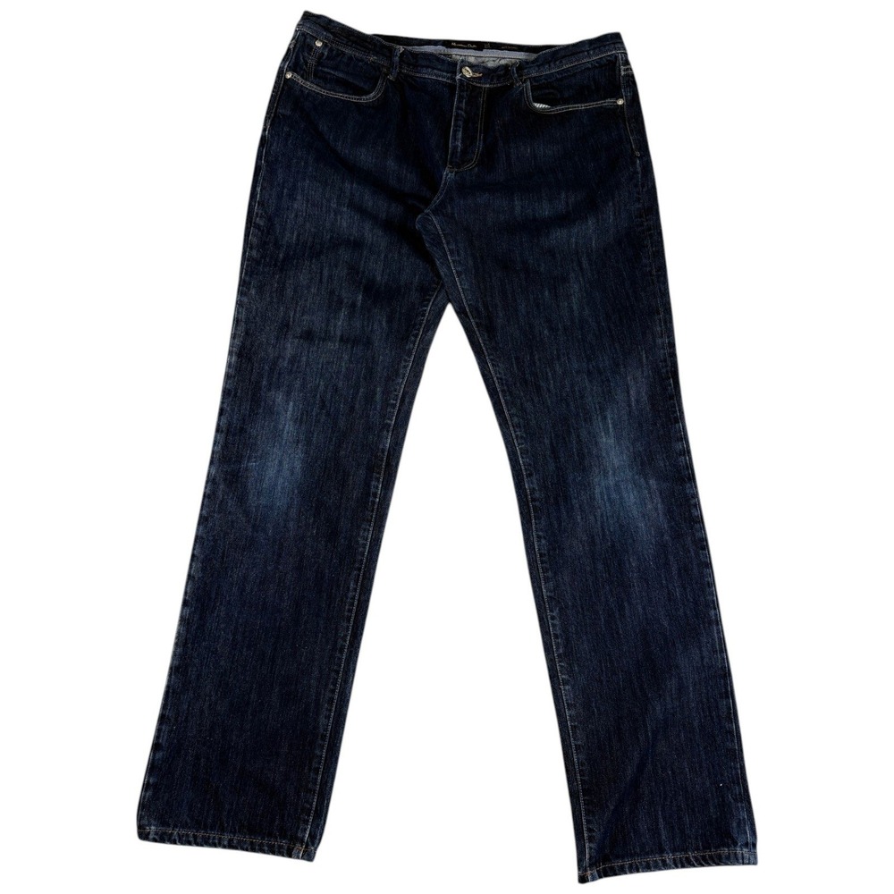 Massimo Dutti Jeans Men's 38 Blue Denim Premium Dark Wash‎ Rugged Straight Leg